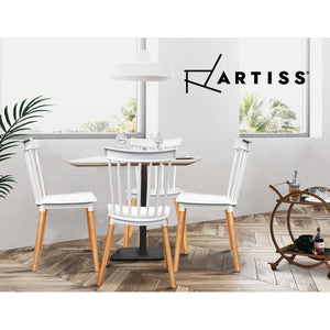 4x Replica Retro Chairs - Beech Wooden Legs - Stackable - White