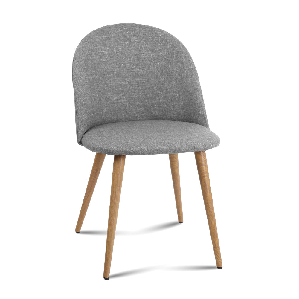 2x Brody Dining or Waiting Chairs - Fabric - Iron Legs - Light Grey
