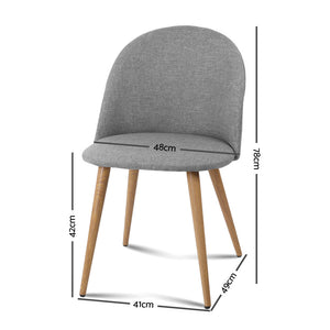 2x Brody Dining or Waiting Chairs - Fabric - Iron Legs - Light Grey