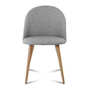2x Brody Dining or Waiting Chairs - Fabric - Iron Legs - Light Grey