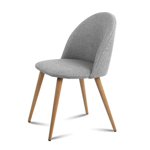 2x Brody Dining or Waiting Chairs - Fabric - Iron Legs - Light Grey