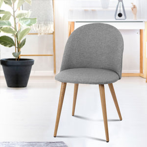 2x Brody Dining or Waiting Chairs - Fabric - Iron Legs - Light Grey