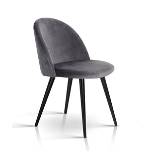 Modern Dining or Waiting Room Chair - Velvet - Iron Legs - Dark Grey