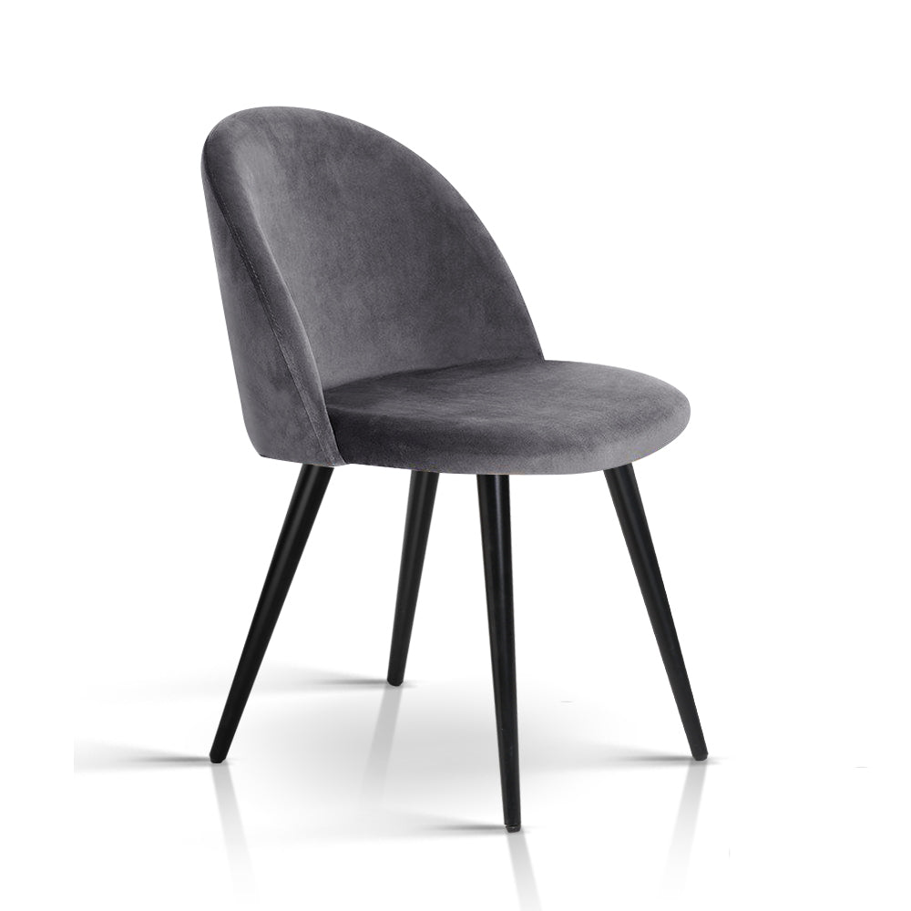 Modern Dining or Waiting Room Chair - Velvet - Iron Legs - Dark Grey