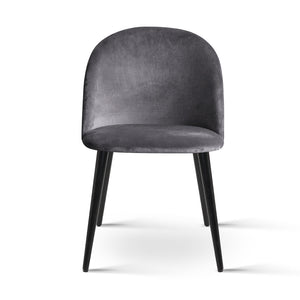 Modern Dining or Waiting Room Chair - Velvet - Iron Legs - Dark Grey