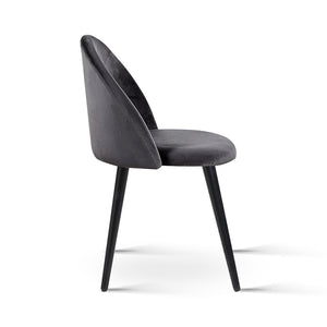 Modern Dining or Waiting Room Chair - Velvet - Iron Legs - Dark Grey