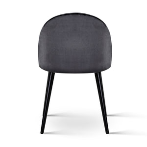 Modern Dining or Waiting Room Chair - Velvet - Iron Legs - Dark Grey
