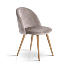 Load image into Gallery viewer, 2x Modern Dining or Waiting Room Chairs - Velvet - Iron Legs - Light Grey
