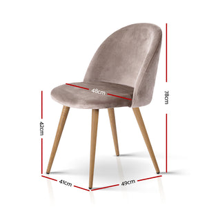 2x Modern Dining or Waiting Room Chairs - Velvet - Iron Legs - Light Grey