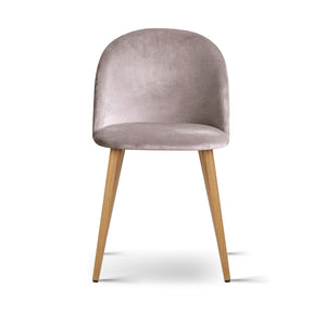 2x Modern Dining or Waiting Room Chairs - Velvet - Iron Legs - Light Grey
