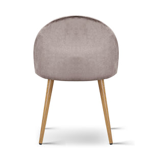 2x Modern Dining or Waiting Room Chairs - Velvet - Iron Legs - Light Grey