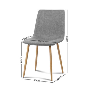 4x Collins Dining or Waiting Chairs - Fabric - Iron Legs - Light Grey