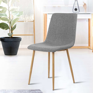 4x Collins Dining or Waiting Chairs - Fabric - Iron Legs - Light Grey