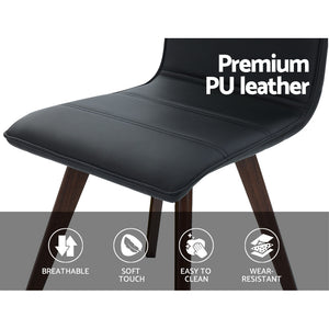 Artiss 2x Dining Chairs Retro Chair New metal Legs High Back PU Leather Black
