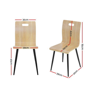 4x Dining Chairs - Metal Legs - Wood Grain