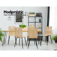 Load image into Gallery viewer, 4x Dining Chairs - Metal Legs - Wood Grain
