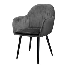 Load image into Gallery viewer, Artiss Dining Chairs Retro Chair Metal Legs Replica Armchair Velvet Grey x2
