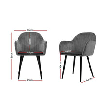 Load image into Gallery viewer, Artiss Dining Chairs Retro Chair Metal Legs Replica Armchair Velvet Grey x2
