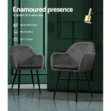Load image into Gallery viewer, Artiss Dining Chairs Retro Chair Metal Legs Replica Armchair Velvet Grey x2
