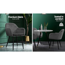 Load image into Gallery viewer, Artiss Dining Chairs Retro Chair Metal Legs Replica Armchair Velvet Grey x2
