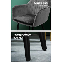 Load image into Gallery viewer, Artiss Dining Chairs Retro Chair Metal Legs Replica Armchair Velvet Grey x2
