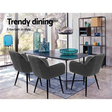 Load image into Gallery viewer, Artiss Dining Chairs Retro Chair Metal Legs Replica Armchair Velvet Grey x2
