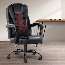 Load image into Gallery viewer, Artiss Electric Massage Office Chairs PU Leather Recliner Computer Gaming Seat Black

