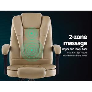 Massage Chair & Office Chair & Gaming Chair - PU Leather - Rotatable - Recliner - Khaki