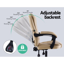 Load image into Gallery viewer, Massage Chair &amp; Office Chair &amp; Gaming Chair - PU Leather - Rotatable - Recliner - Khaki

