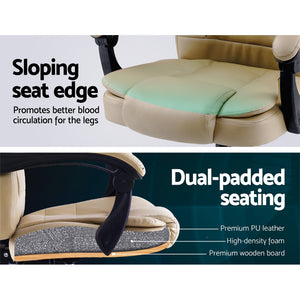 Massage Chair & Office Chair & Gaming Chair - PU Leather - Rotatable - Recliner - Khaki