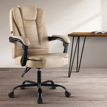 Load image into Gallery viewer, Massage Chair &amp; Office Chair &amp; Gaming Chair - PU Leather - Rotatable - Recliner - Khaki
