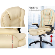 Load image into Gallery viewer, 8 Point PU Leather Reclining Massage Chair - Beige
