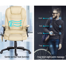 Load image into Gallery viewer, 8 Point PU Leather Reclining Massage Chair - Beige
