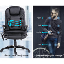 Load image into Gallery viewer, 8 Point PU Leather Reclining Massage Chair - Black
