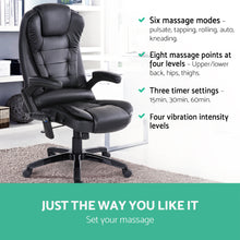 Load image into Gallery viewer, 8 Point PU Leather Reclining Massage Chair - Black
