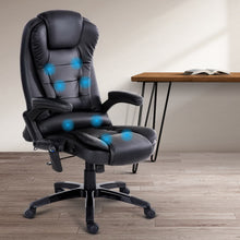 Load image into Gallery viewer, 8 Point PU Leather Reclining Massage Chair - Black
