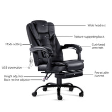Load image into Gallery viewer, Artiss Electric Massage Office Chairs Recliner Computer Gaming Seat Footrest Black
