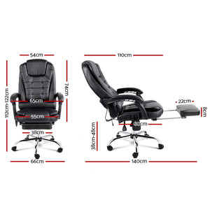 Massage Chair - 8 Massage Points - 5 Vibration Modes - 3 Timer Settings - 4 Intensity Levels - Reclining - Black