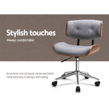 Load image into Gallery viewer, Artiss Executive Wooden Office Chair Fabric Computer Chairs Bentwood Seat Grey
