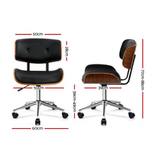 Load image into Gallery viewer, Office Chair - Wooden - PU Leather - Black

