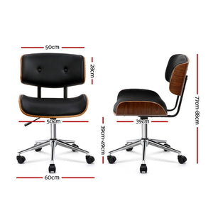 Office Chair - Wooden - PU Leather - Black