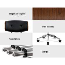 Load image into Gallery viewer, Office Chair - Wooden - PU Leather - Black
