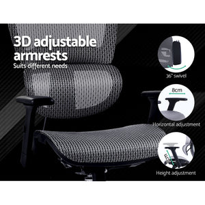 Office, Computer or Gaming - Reclining Mesh Net Seat - Adjustable - Grey