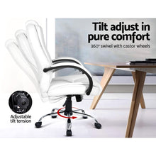 Load image into Gallery viewer, PU Leather Padded Office Desk Computer Chair - White
