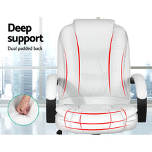 Load image into Gallery viewer, PU Leather Padded Office Desk Computer Chair - White
