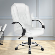 Load image into Gallery viewer, PU Leather Padded Office Desk Computer Chair - White
