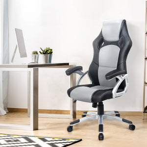 Gaming Chair Office Chair - PU Leather - Racing Style - 2 Colours - Black/White & Black/Grey