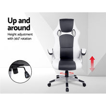 Load image into Gallery viewer, Gaming Chair Office Chair - PU Leather - Racing Style - 2 Colours - Black/White &amp; Black/Grey
