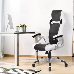 Gaming Chair Office Chair - PU Leather - Racing Style - 2 Colours - Black/White & Black/Grey