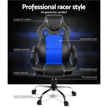 Load image into Gallery viewer, Gaming Chair - Racing Style - PU Leather - Gas Lift/Swivel - Lumbar Support - Padded Armrests - 6 Colours (Black, Blue, Green, Grey, Orange, Red)
